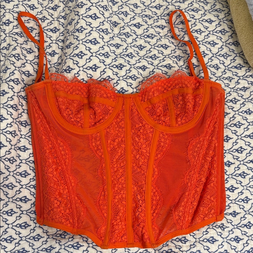 Urban Outfitters Vibrant Orange Lace Bustier